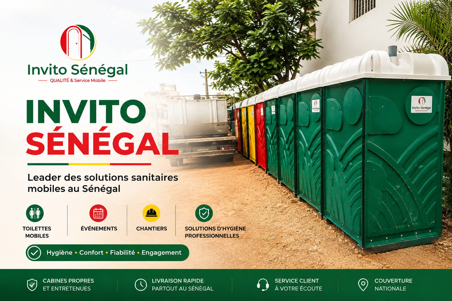 Toilettes mobiles INVITO Sénégal installées en extérieur